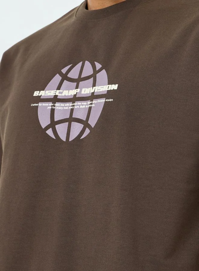 Styli Men Brown Graphic Print T-Shirt and Shorts Co-Ords